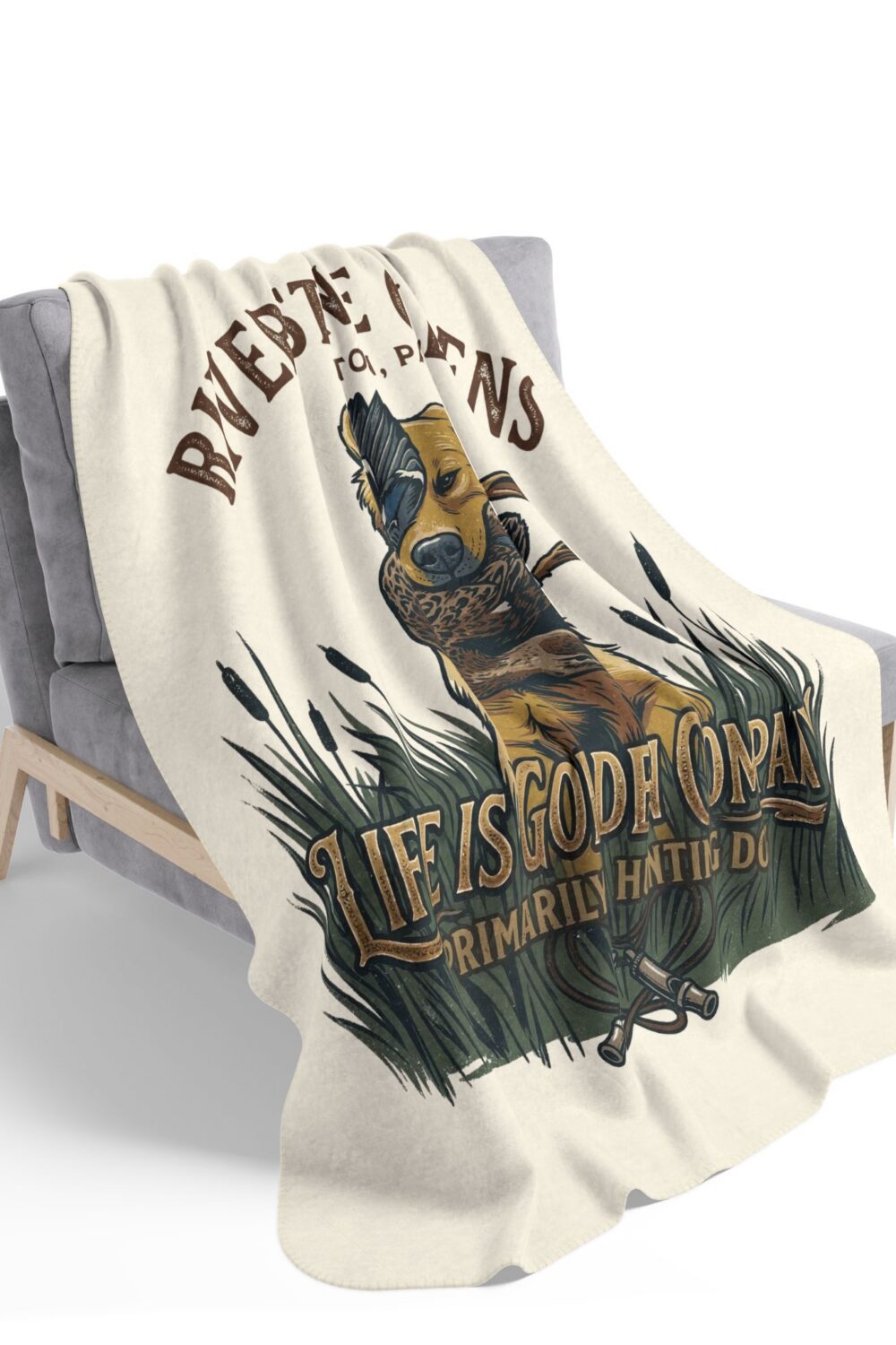 Riverstone Goldens Hunting Cozy Fleece Sherpa Blanket