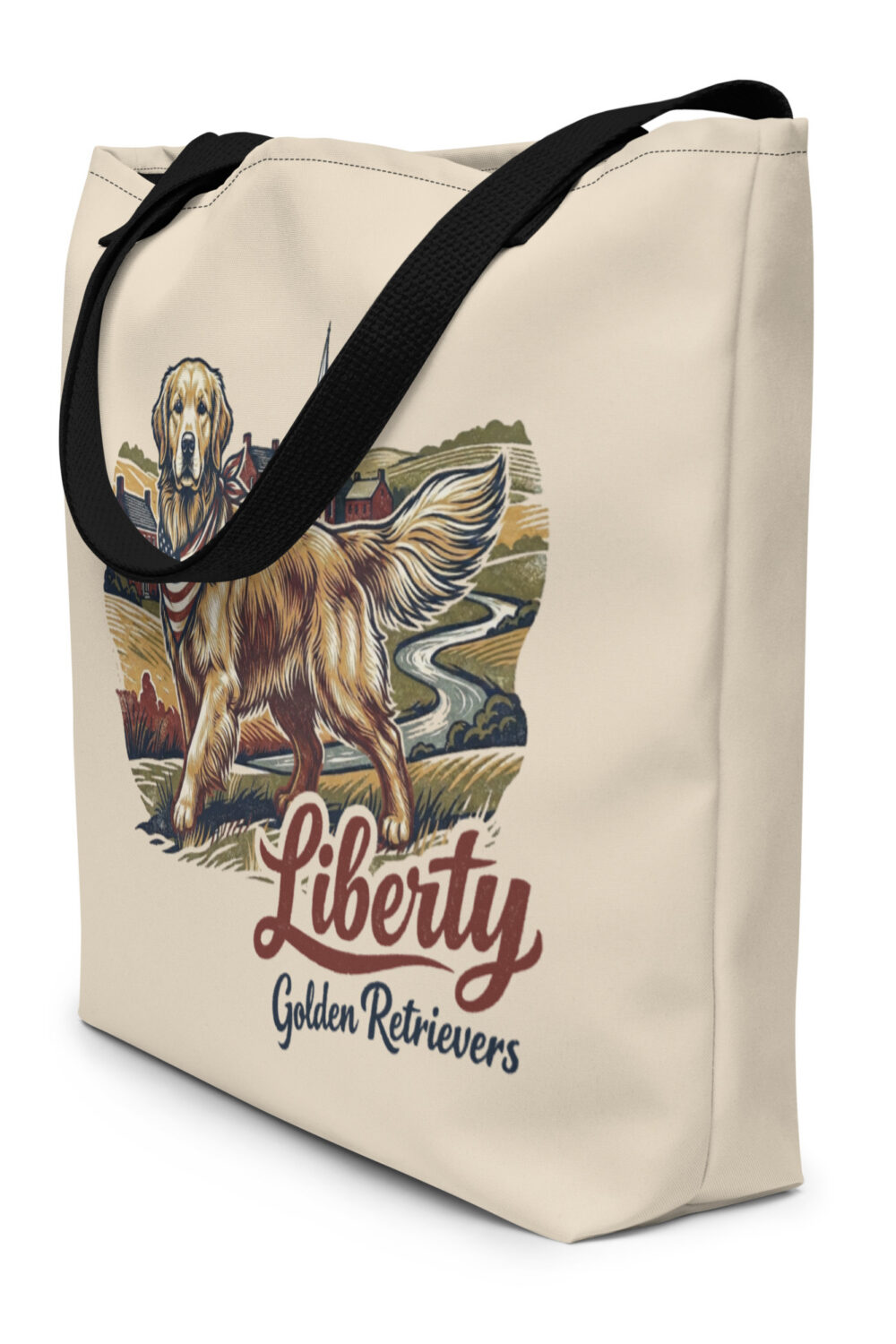 Liberty Golden Retrievers Large Tote Bag
