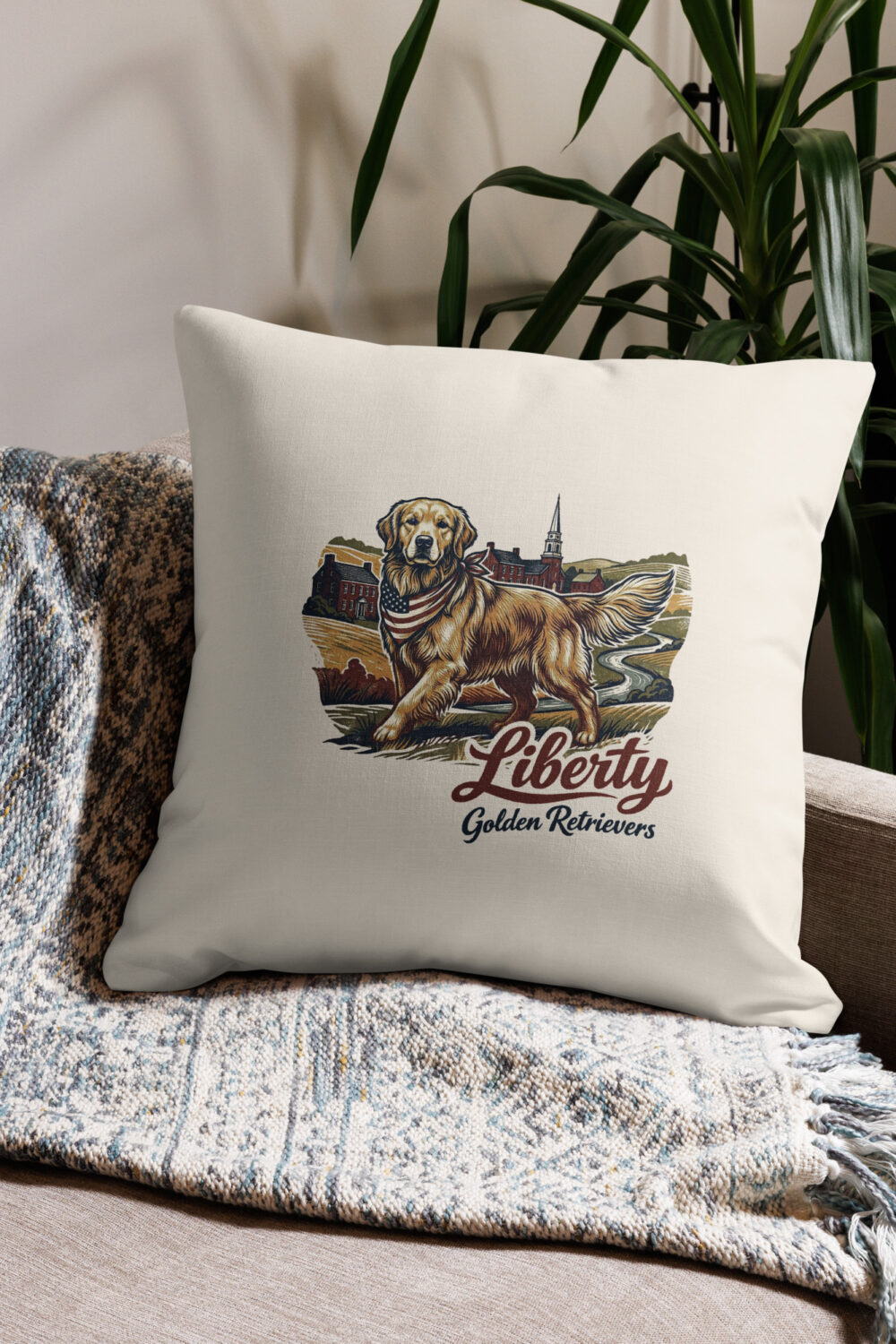 Liberty Golden Retrievers Pillow