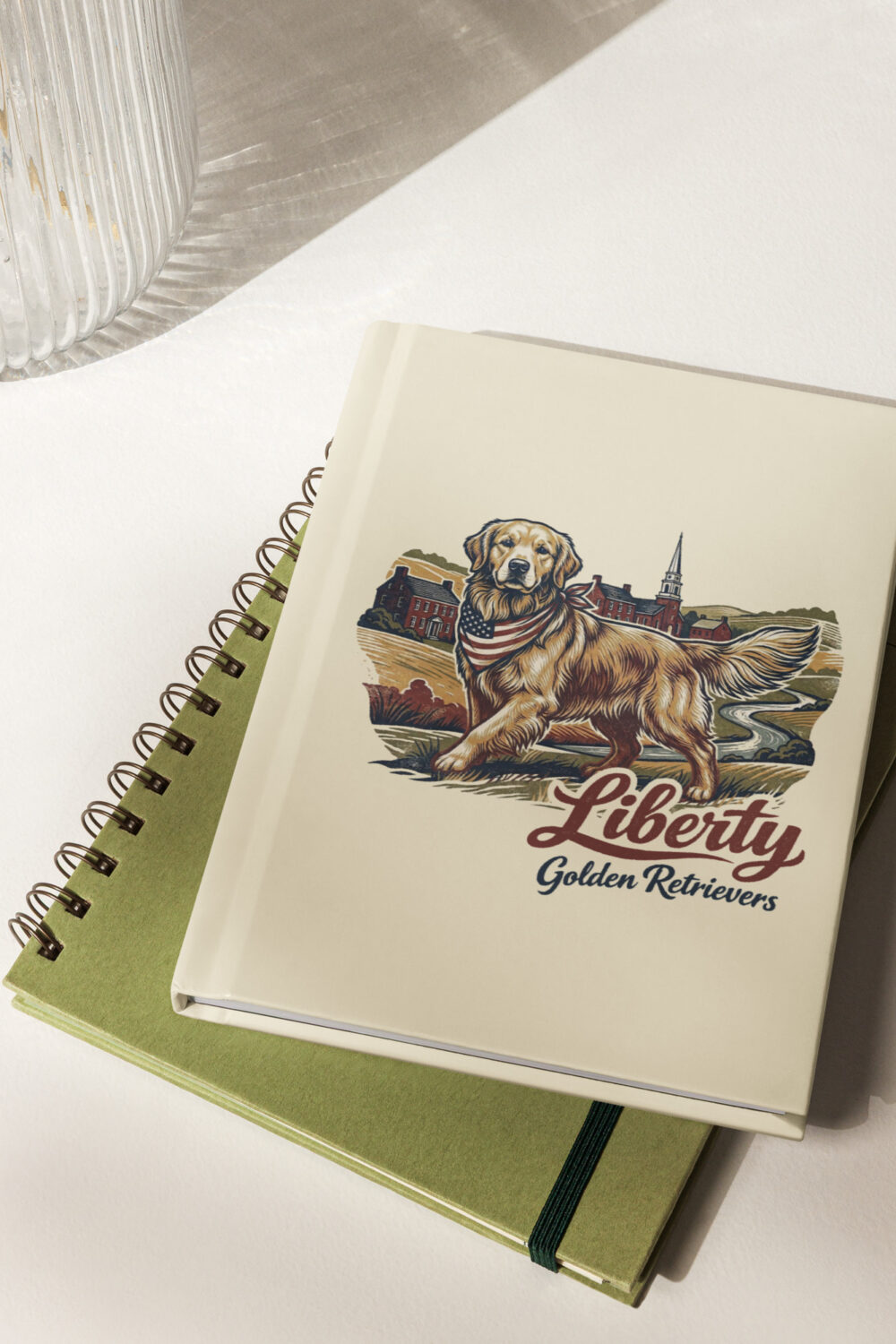 Liberty Golden Retrievers Hardcover journal matte