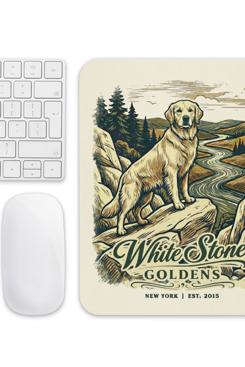 White Stone Goldens Mouse pad