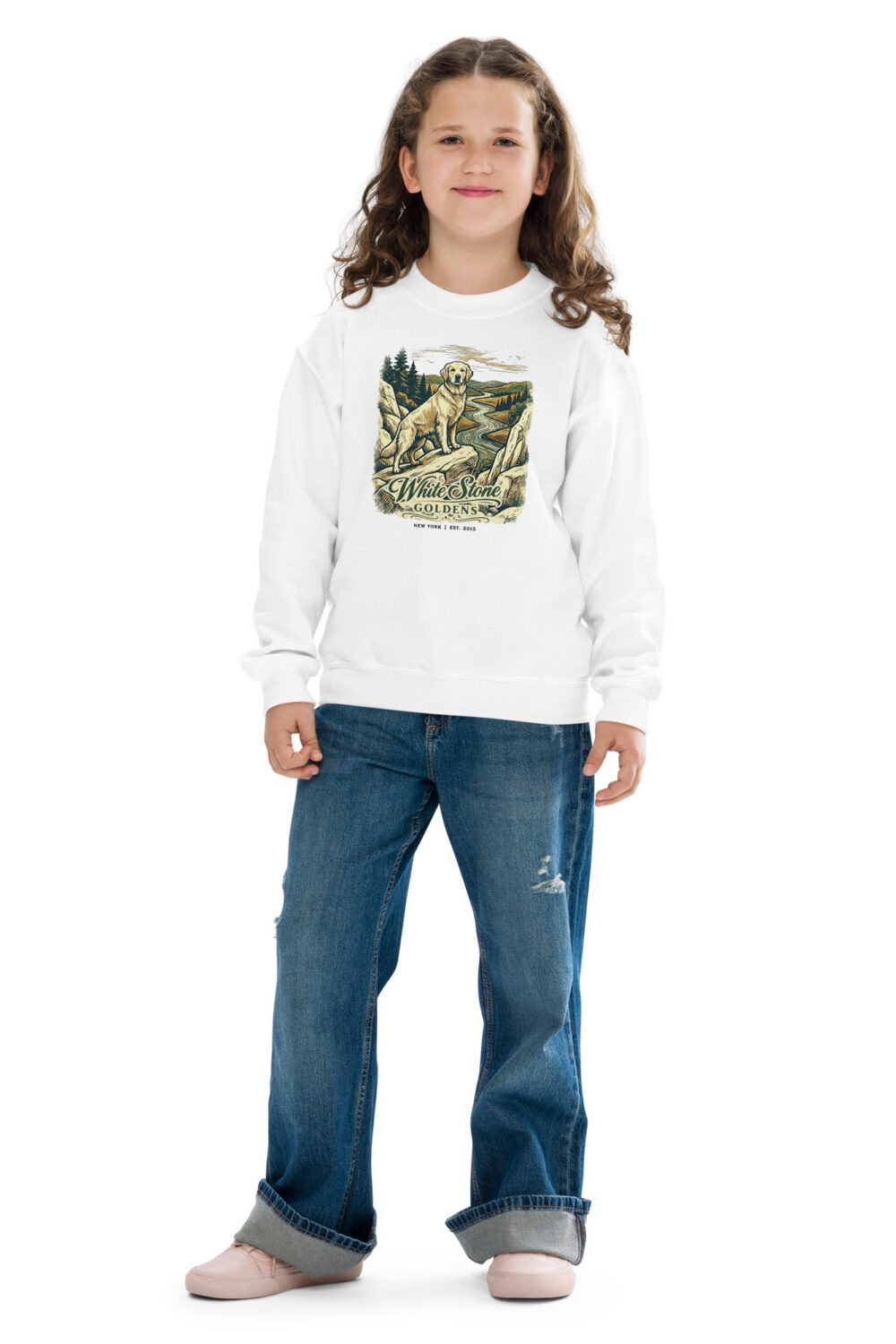 White Stone Goldens Youth Crew Neck