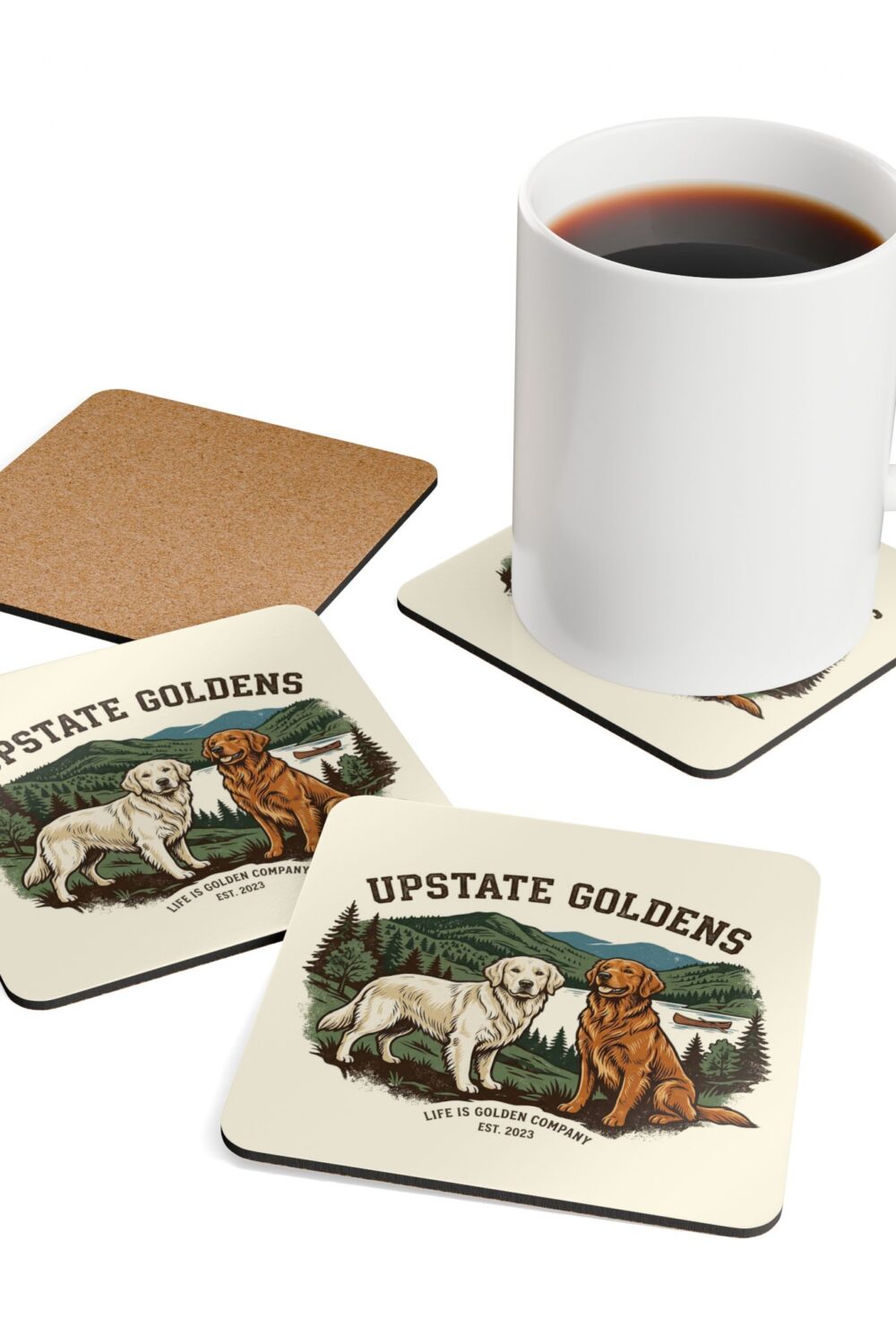 Upstate Goldens Corkwood Coaster Set