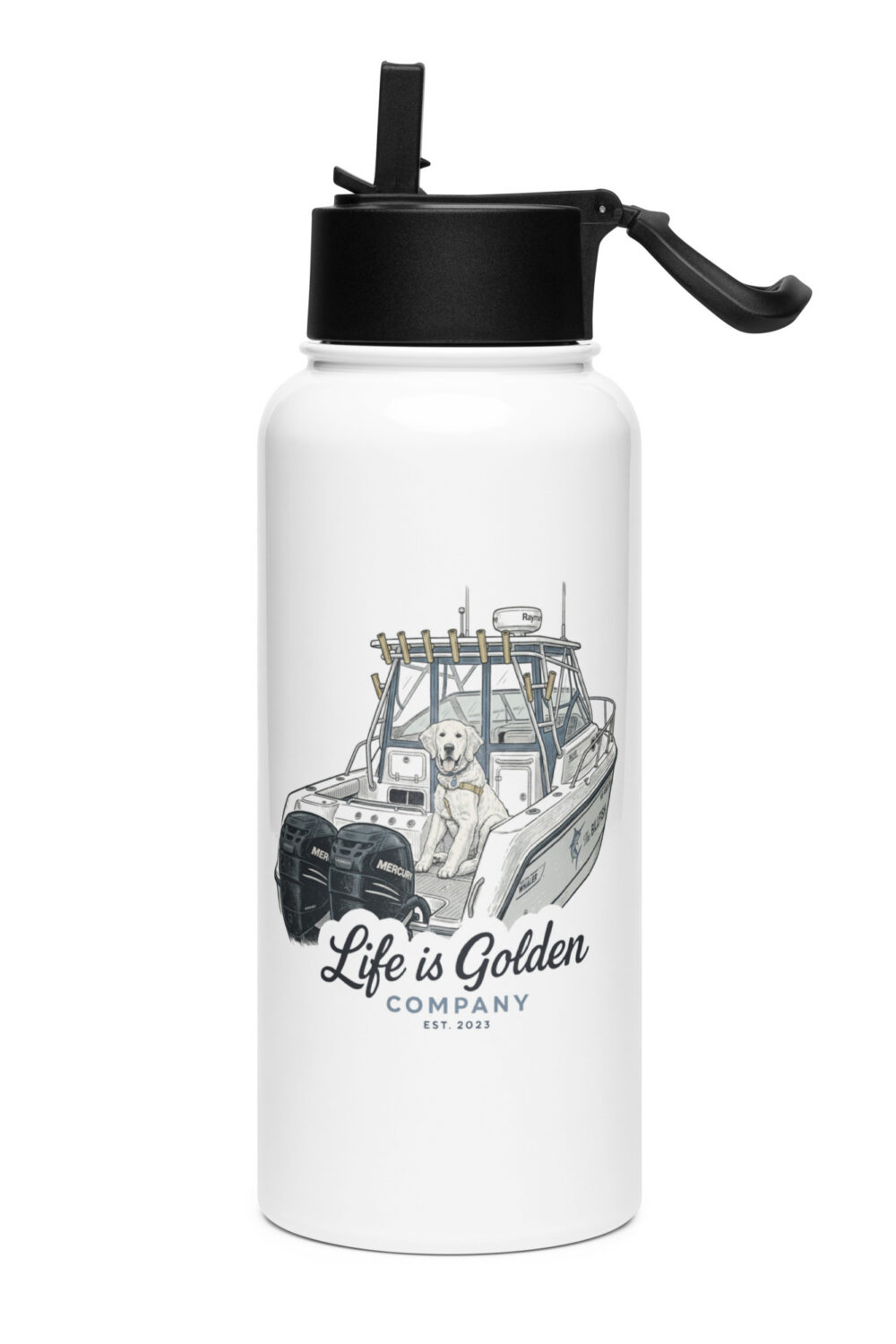 Boat Life Stainless steel water bottle with a straw lid