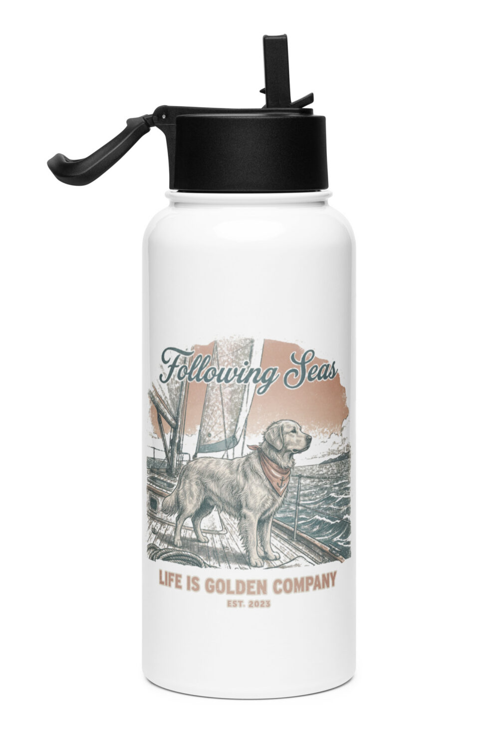 Following Seas Mother's Day Limited Edition Stainless steel water bottle with a straw lid