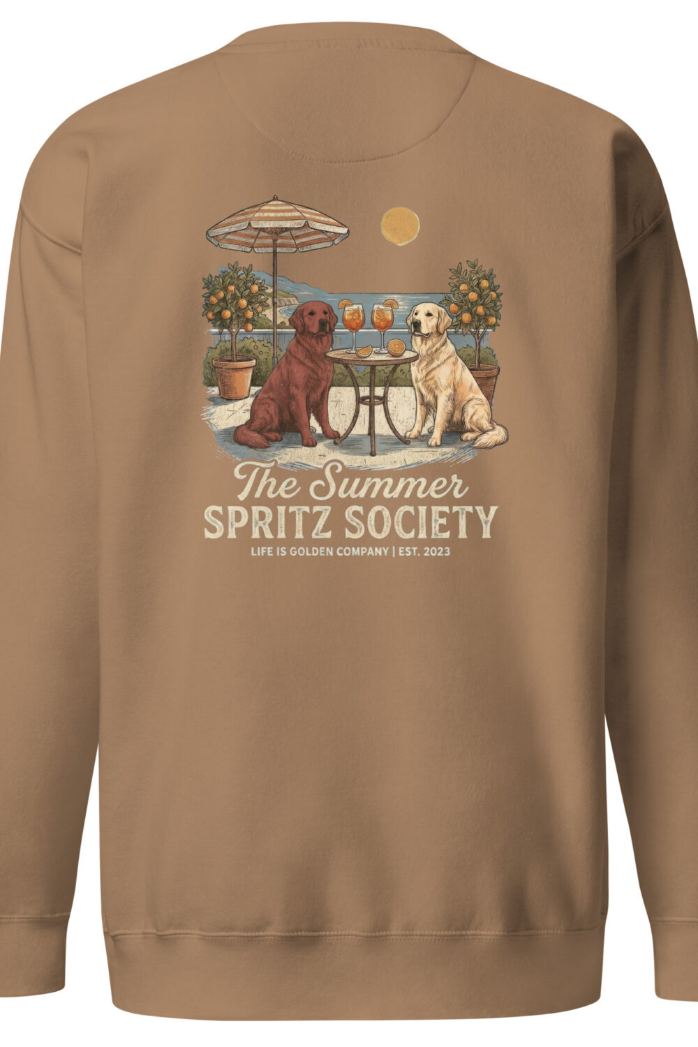 Summer Spritz Society Red and Gold back print Unisex Crew Neck