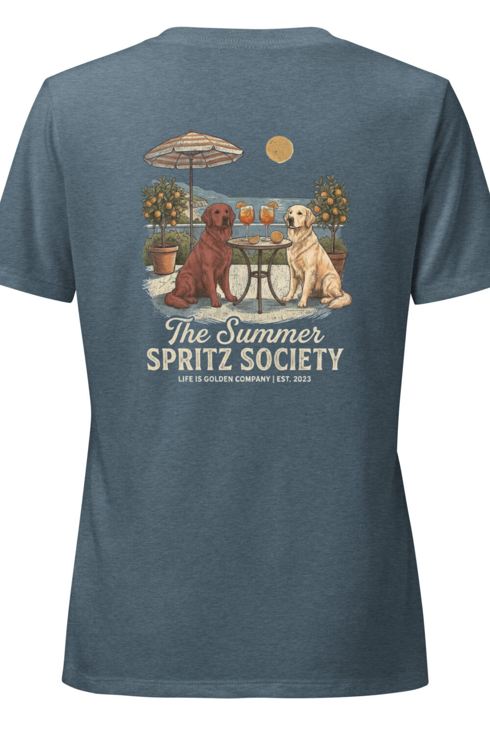 Summer Spritz Society Red and Gold Women’s relaxed v-neck Tee
